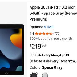 Apple 2021 iPad (10.2 inch, Wi-Fi, 64GB) - Space Gray (Renewed Premium)
