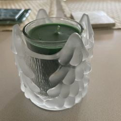 Cute Little Frosted Glass Tree 🌲 Candle 🕯️ Holder 
