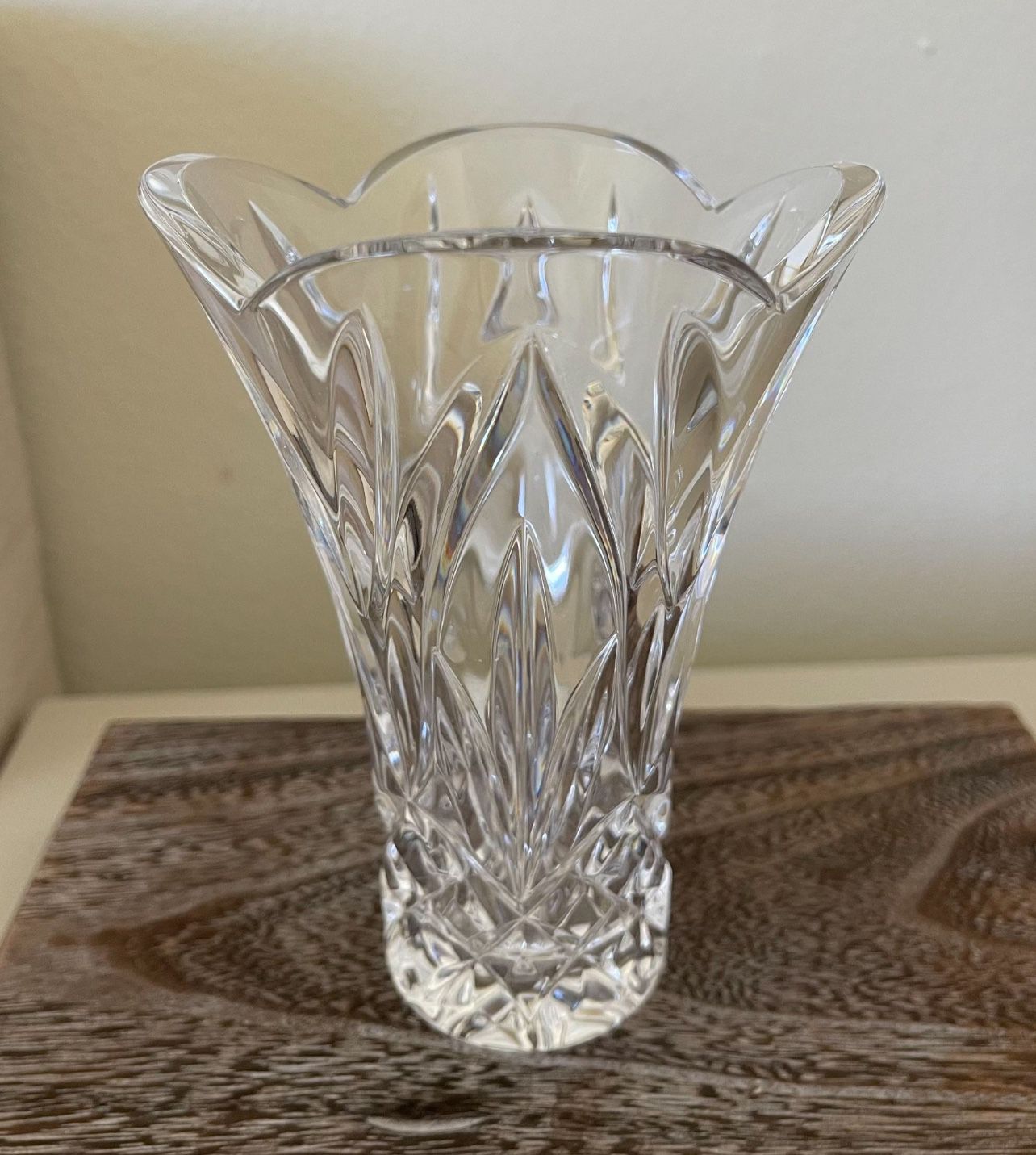 Waterford Crystal GLENFALL 6” Vase Wedge Cut Flared