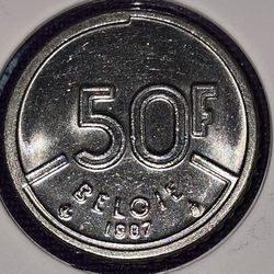 1987 Belgium 50 Franc Coin