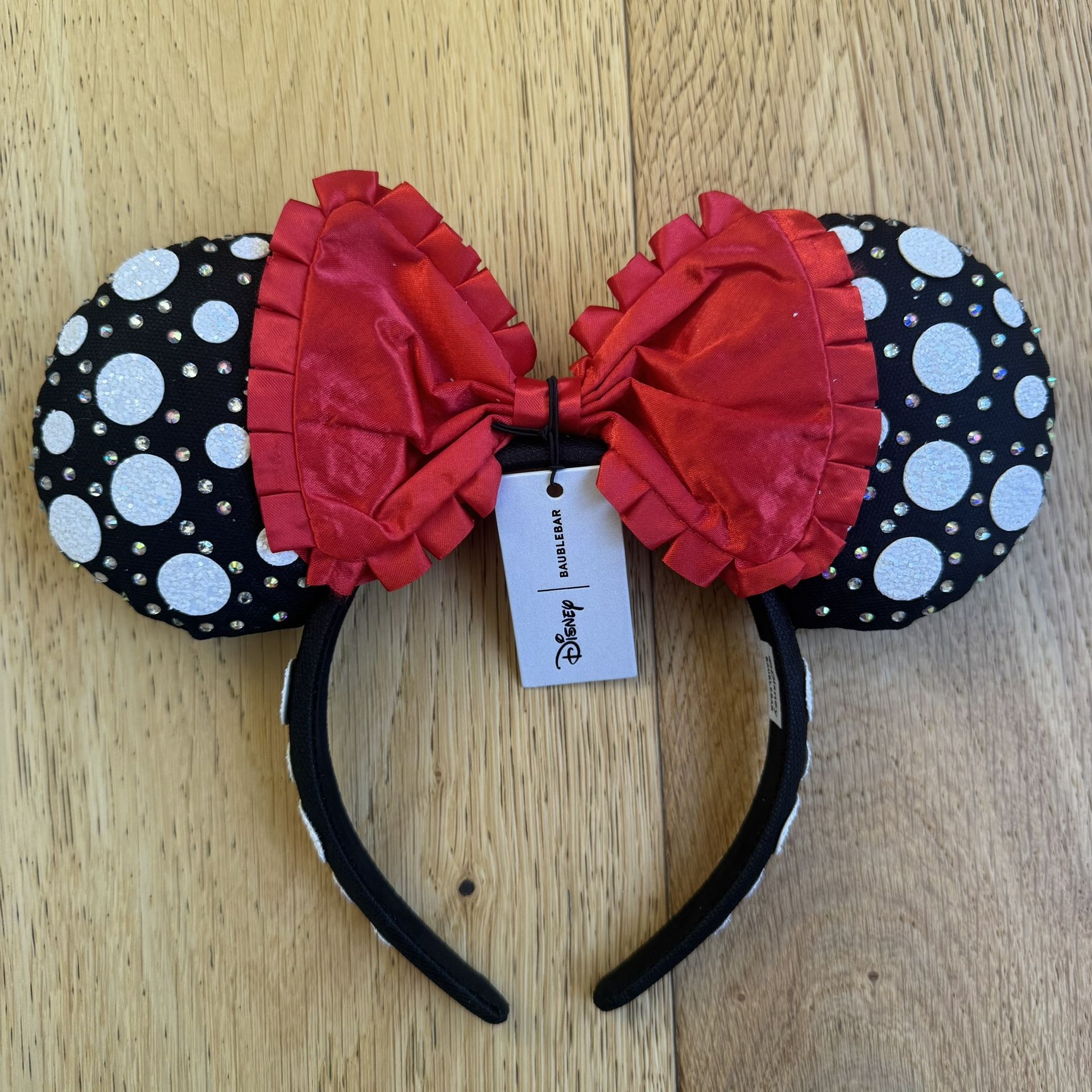 Baublebar Disney Minnie Mouse Black Polka Dot Crystal Embellished Ears Headband