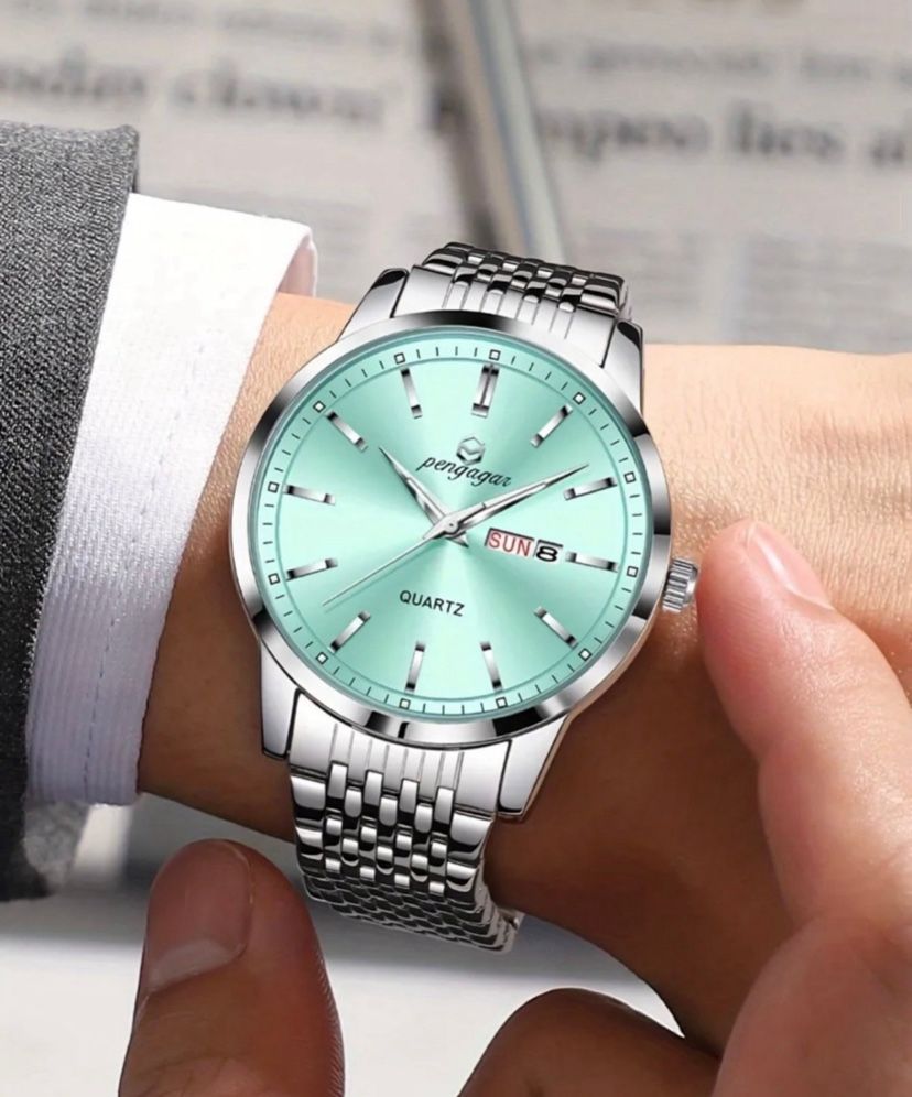 PENGAGAR Classic Fashion Calendar Week Waterproof Luminous Men's Quartz Watch