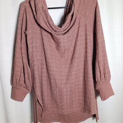 Anthropologie MAUVE ROSE  Balloon Sleeve Cowl Neck Paloma Tunic Sweater Size Lg