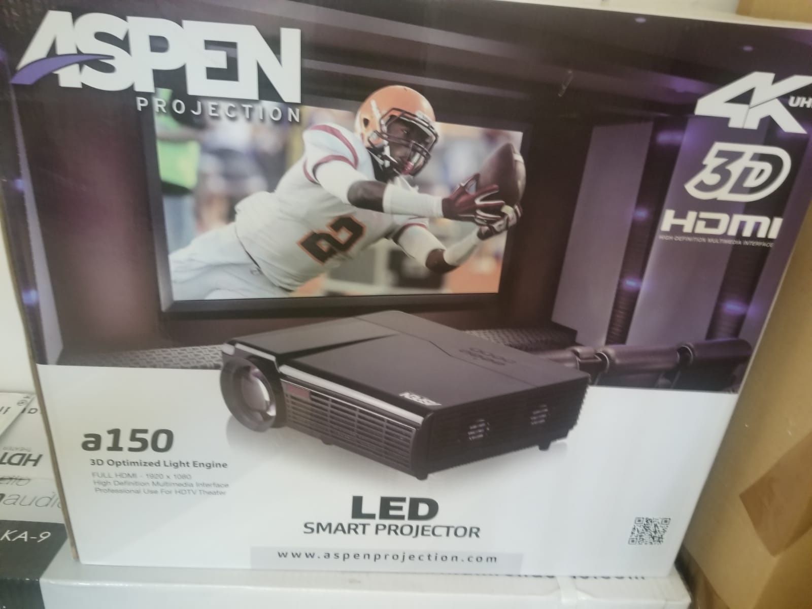 Brand New in Box. Unopened Includes 1.Kamron HD Home Theater System 2.Aspen LED Smart Projector 3. Aspen LED Smart Projector Screen