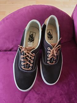 Vans Black Canvas Sneakers With Brown Laces | Color: Black/Brown | Size: 8.5 | Melishionista's