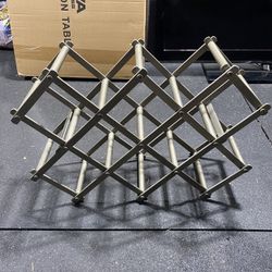 Countertop Wine Rack - 10 Bottle Freestanding Modern Gold Metal Small Wine Rack - Tabletop Wine