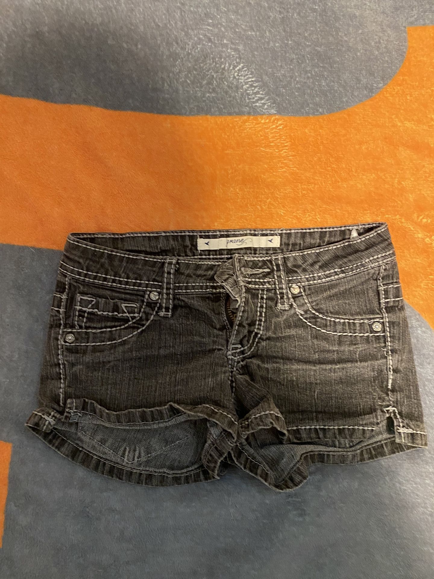 Grane Black Denim Cuffed Jean Shorts