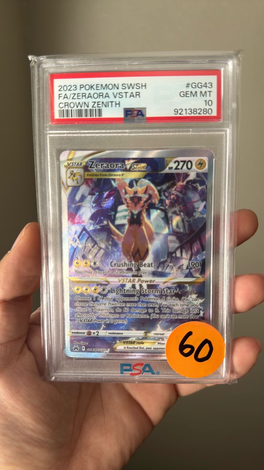 2023 Pokemon “Zeraora” VSTAR #GG43 PSA 10