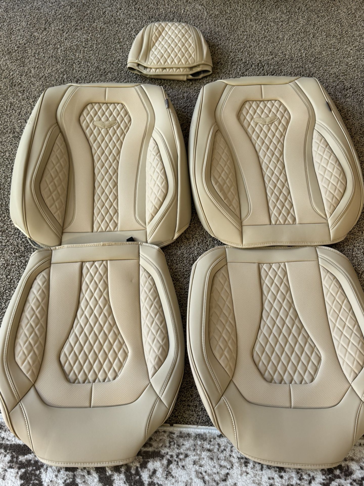 Coverado Light Beige Seat Covers . Universal go to the front seats