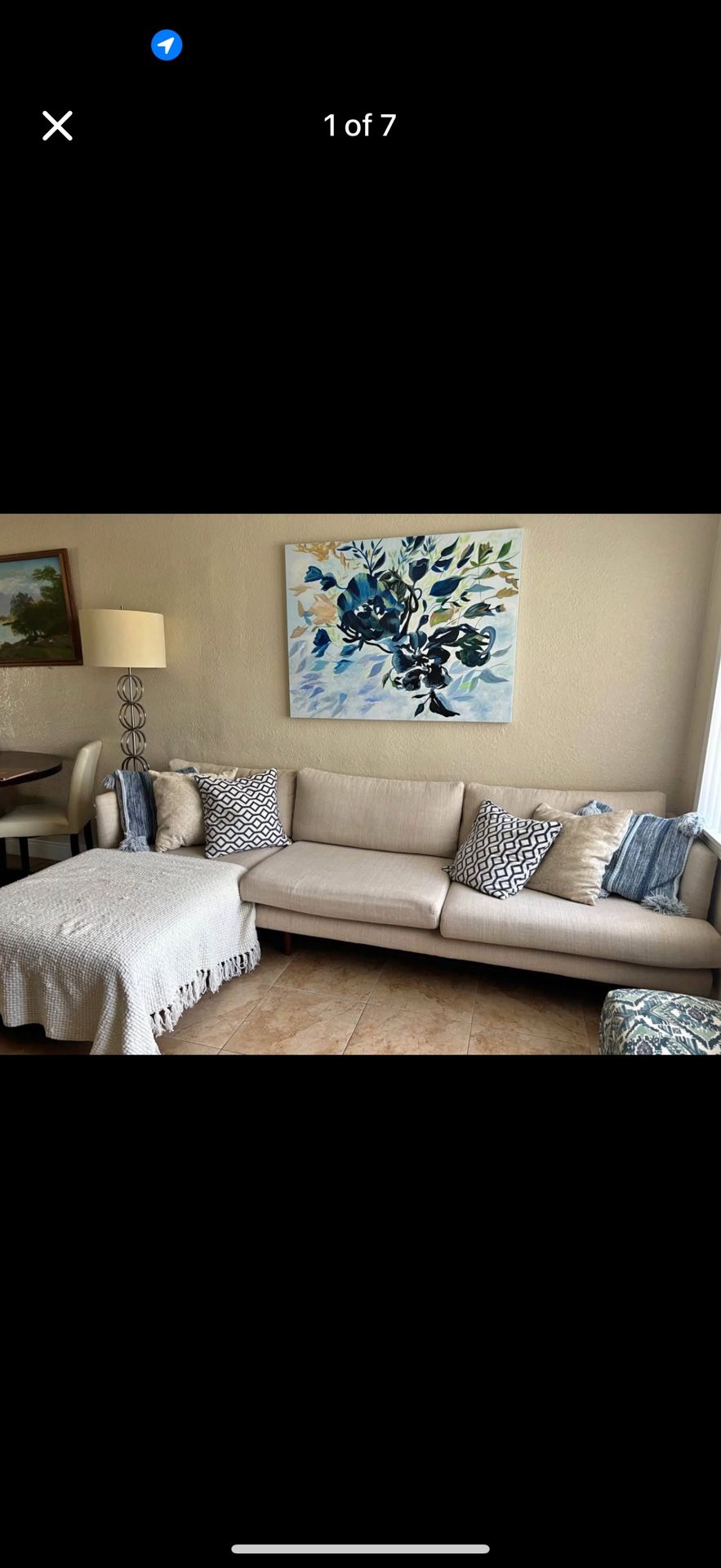 Cream and tan sofa couch