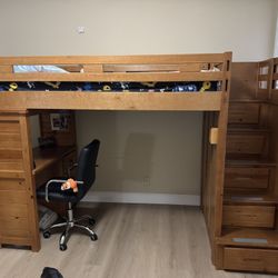 Twin Bunk Bed With Office And Stairs