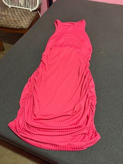 Pink Ribbed Sleeveless Bodycon Dress