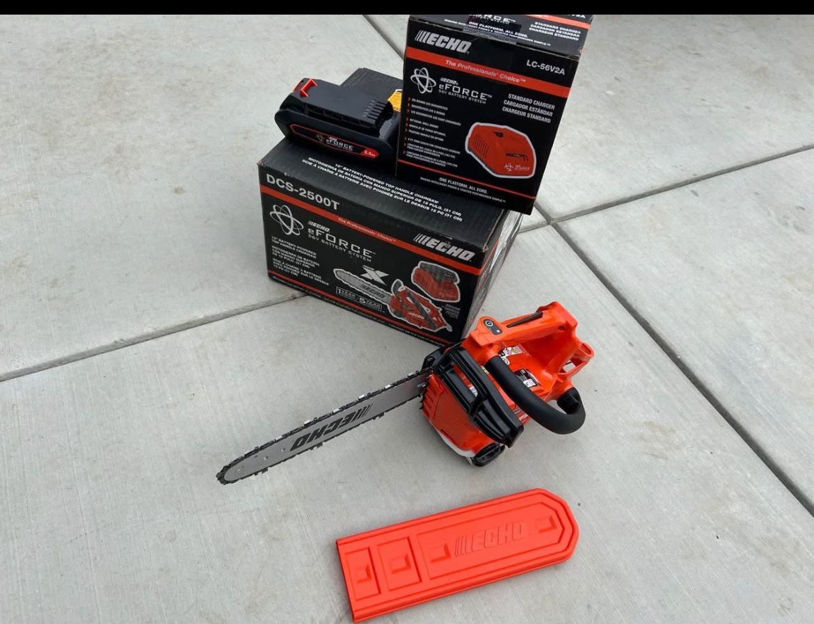 ECHO 56V 12 in. X Series Cordless Battery Top Handle Pro Chainsaw w/ SpeedCut Nano 80TXL Chain and 2