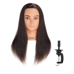 Mannequin Head 20"-22" 100% Human Hair Hairdresser Cosmetology Mannequin Manikin Training Head Hair and Free Clamp Holder (1906LB0214)