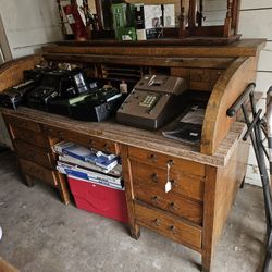 Very Large Vintage Bankers Rolltop Desk