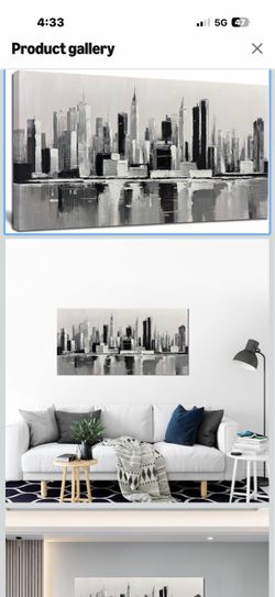 Brand New Hand Painted, Manhattan Skyline Night View, Modern Artwork for Living Room Bedroom Bathroom Office Home Decor