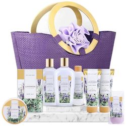New Spa Gift Basket for Women - 10pcs Lavender Bath Gift Set