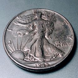 1945 circulated Half Dollar Silver Coin