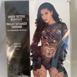 I Sheer Tattoo Bodysuit Women’s Halloween Costume L/XL 