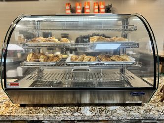 Heated Countertop Display Case - Curved Glass LED Interior Lighting