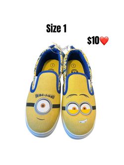 Minions Kids Slip-On Sneakers Size 1❤️❤️FIRM PRICE M18 V