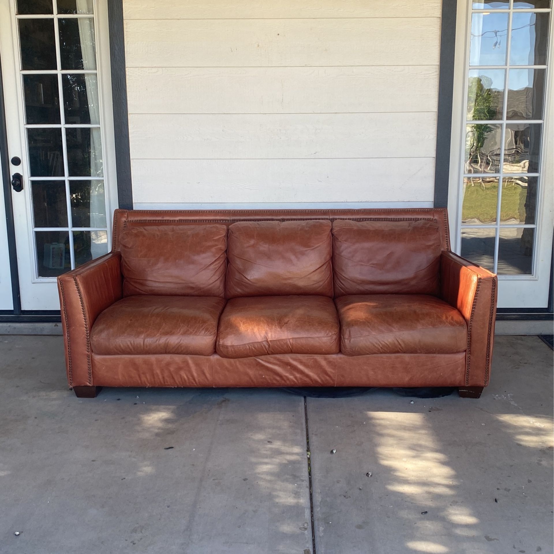 Nail Head Leather Couch