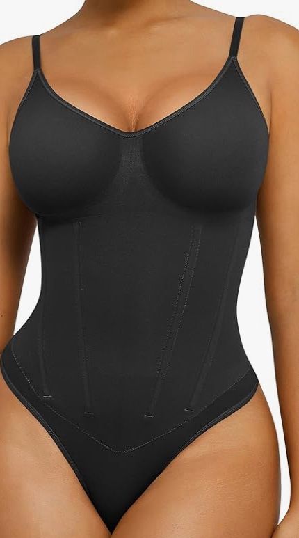 SHAPELLX Womens Shapewear Tummy Control Thong Slimming Body Shaper Seamless Compression Top Waist Boning Corset Bodysuit Faja