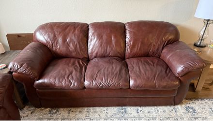 SET: Sofa + Loveseat - Brown Leather - MOVING: