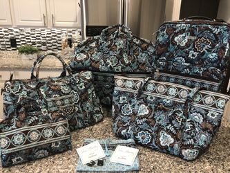 Vera Bradley 5 pc Travel Set - Java Blue RETIRED