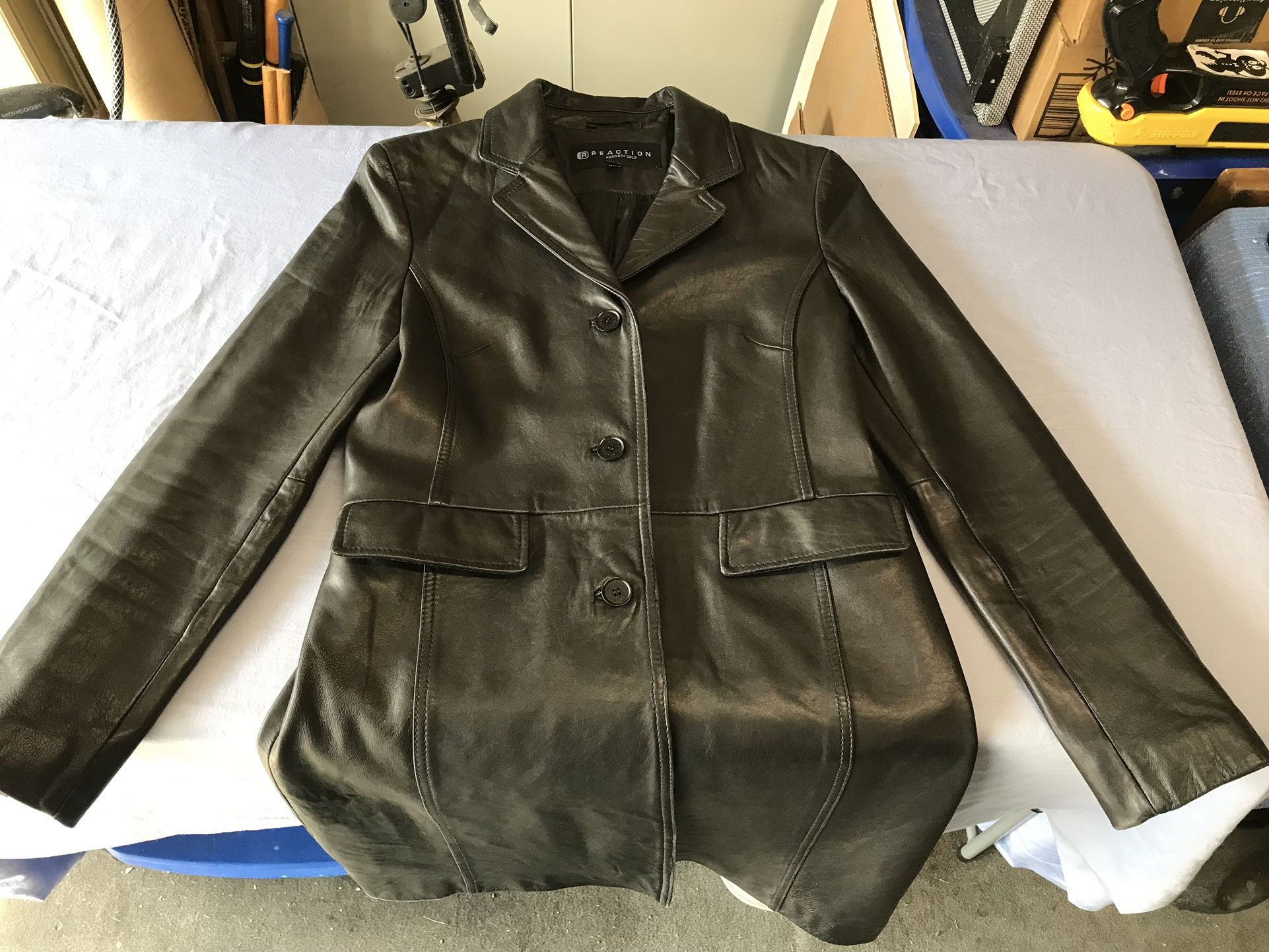 Ladies Leather Long Jacket - Like New / Lightly Worn -  Jacket Measures 38” Long - Size Small - Ready to Wear