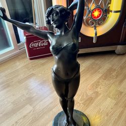 Signed French Art Nouveau Bronze Statue  