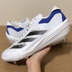 Adidas Adizero Impact Baseball Cleats Men’s Size 9 White Royal Blue ID0974 NEW