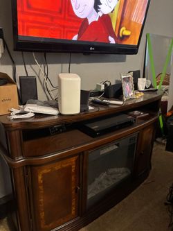 Cherry wood chimney entertainment center