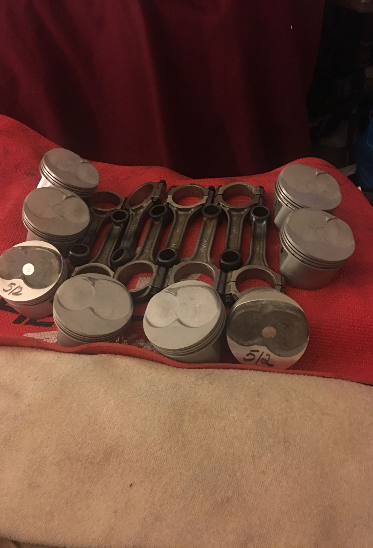 A-SET OF Manley pistons used in good condition 30-OVER 12.5to1 compression recondition rods with ARP ROD BOLT made by Crowder for small block Chevy $
