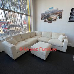 Corduroy Sectional Sofa With Ottoman