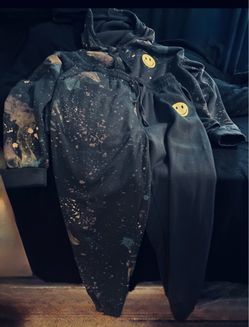 Smiley Face Paint Splatter Hoodie Sweatsuit Set
