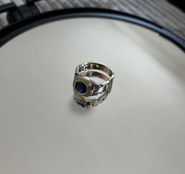 14K Two Tone Gold Ring With Sapphire And Diamonds