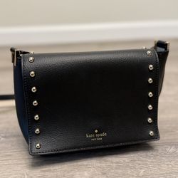Kate Spade New York Sanders Place Avva Studded Crossbody Purse – Black Leather