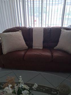 Red leather  couch