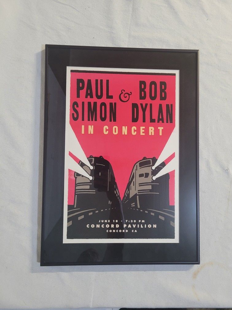 Bob Dylan & Paul Simon Vintage Concert Poster 6/18/99 Concord, CA