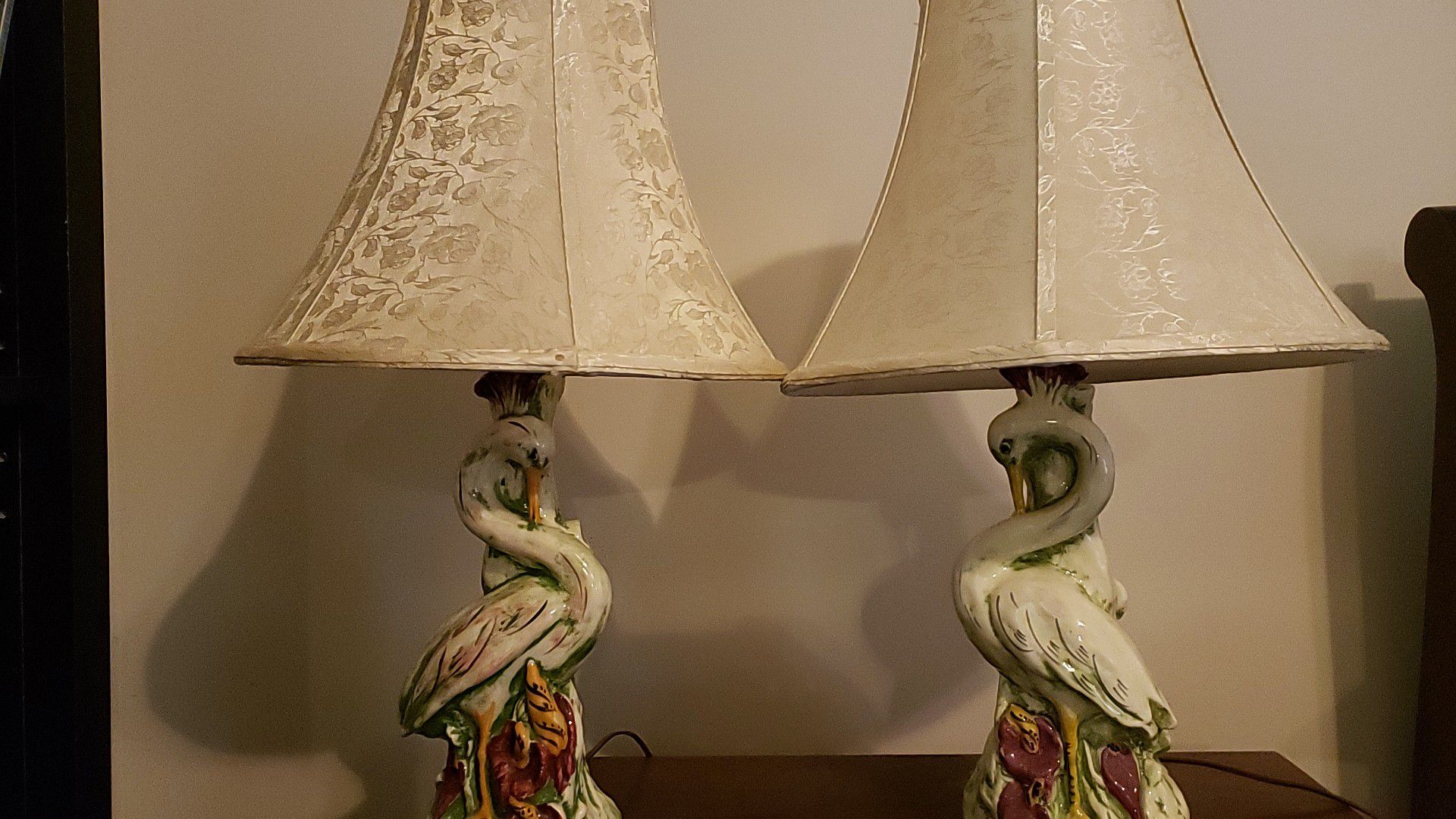 Vintage Matching Crane Lamps