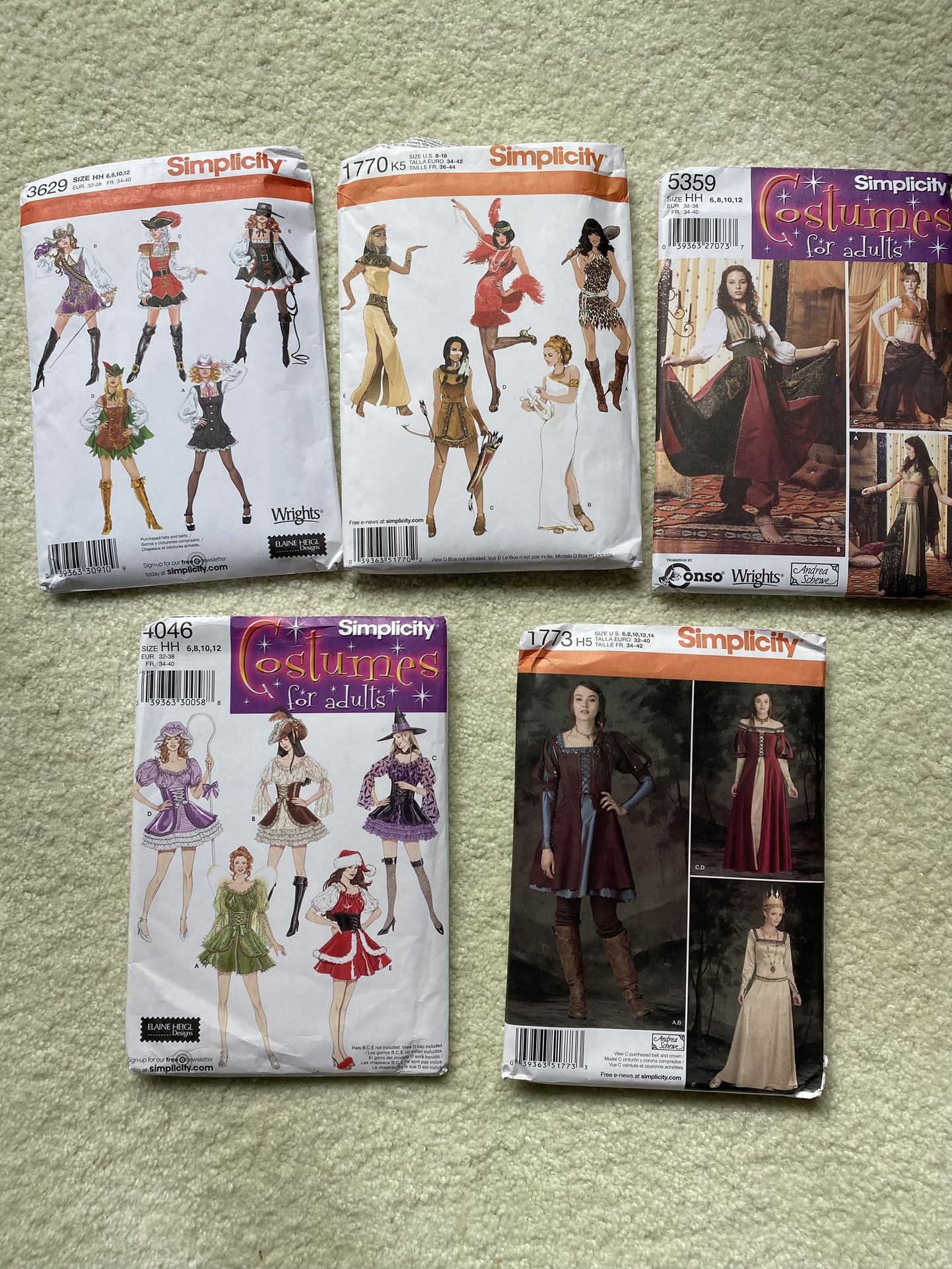 New Sewing Patterns for womens (Sz 6 to 14) costumes $15 for lot