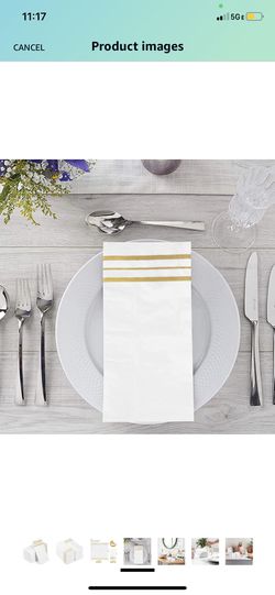 100 Pcs Paper Napkins Disposable Hand Towels for Bathroom, Dinner Napkins Disposable Soft, Absorbent, Gold Napkins Party Napkin Wedding Napkins for Ki Thumbnail