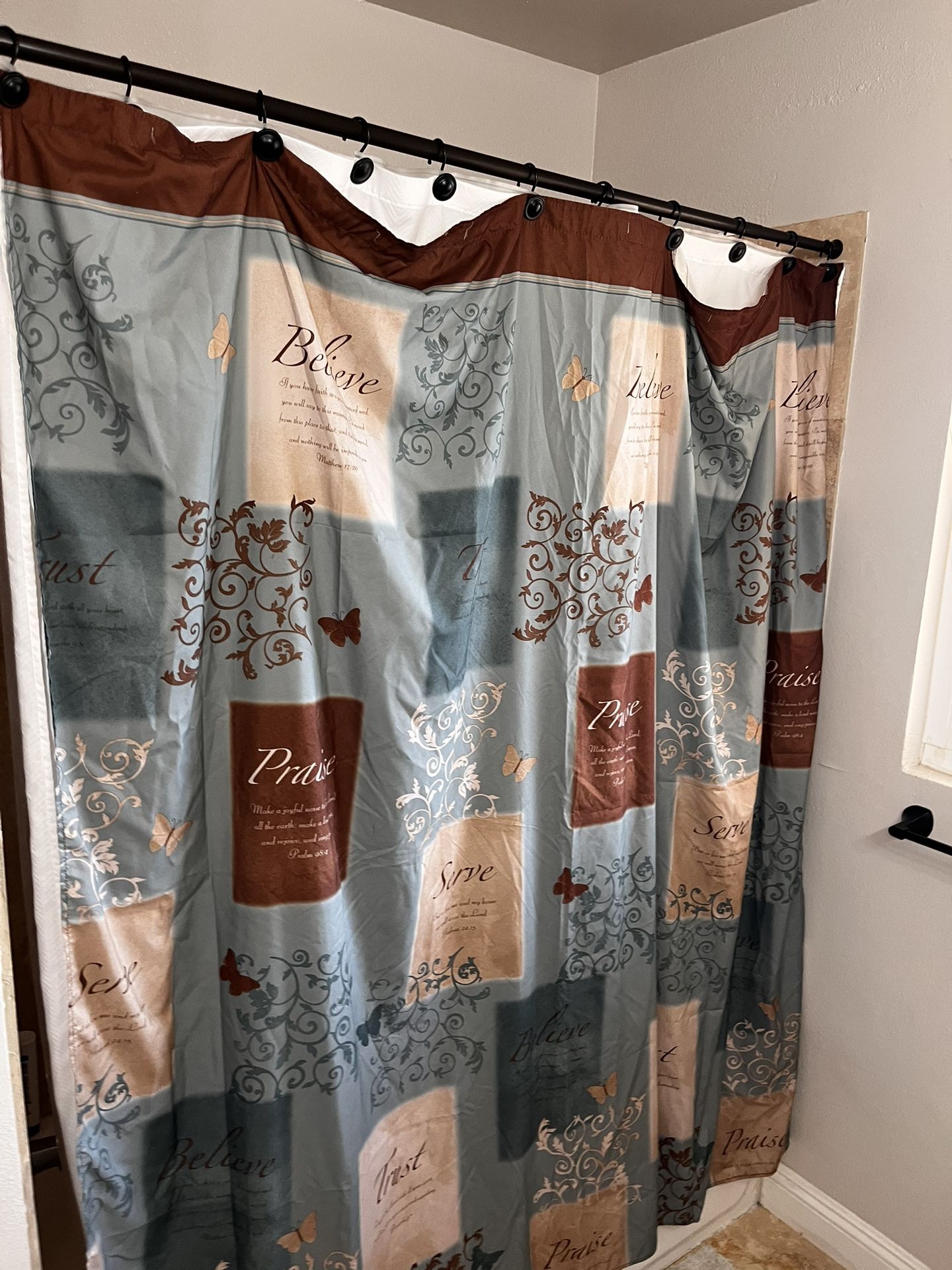 $4 Faith Based Shower Curtain 69.5”x68.5