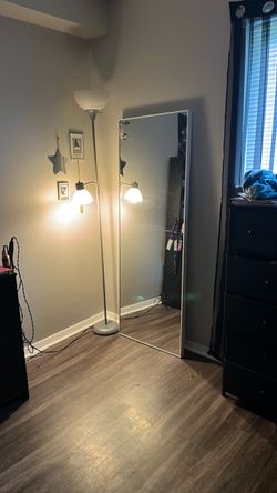 White Frame Full Body Mirror with Stand