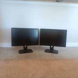 dual monitor 22 inch dell widescreen monitors 22" wide screen computer desktop moniter pc computers desktops pcs