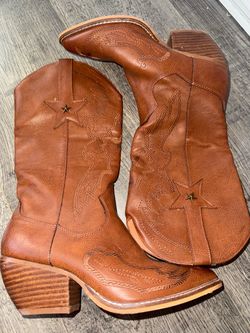 🤎 Womens Brown Embroidered Cowboy Boots