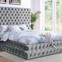 Gray Queen Bed Frame - Mattress Sold Separate 