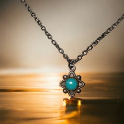 Tiny Turquoise Pendant Necklace