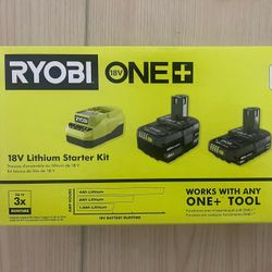 RYOBI ONE+ 18V Lithium-Ion Starter Kit with 4.0 Ah & 2.0 Ah Battery, and Charger